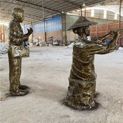 廣西玻璃鋼仿銅買菜人物雕塑 民俗民風人物造型訂制